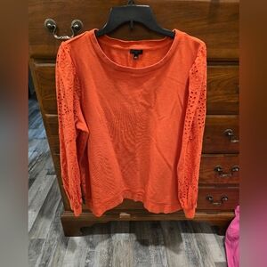 Talbots Plus, Orange Eyelet Sleeve Top, Size 1X